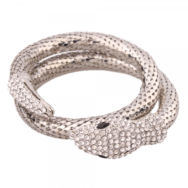 Fashion Snake Design Alloy Rhinestone Bangle Bracelet